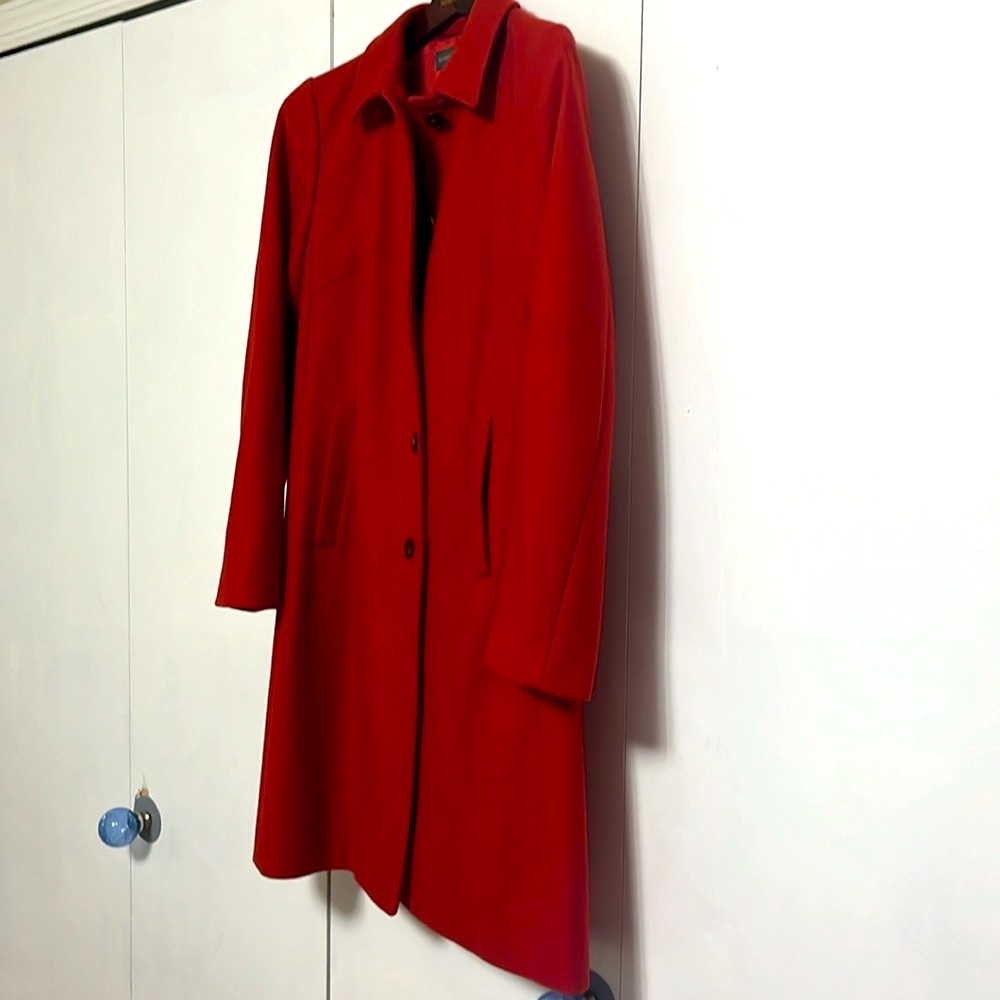 Vintage Banana Republic burnt orange pea coat from 2002.